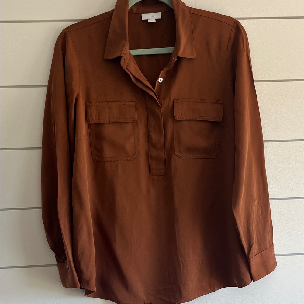 J. Jill Rust Brown Modal Button-Front Top Size Small